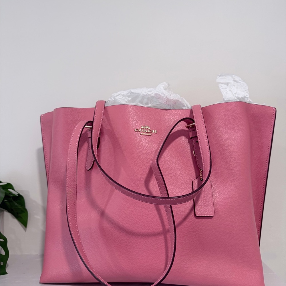 New COACH MOLLIE 1671 Double Face Leather TAFFY PINK Large Tote Shoulderbag
